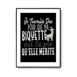 Affiche Biquette Je travaille dur - Planetee