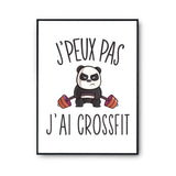 Affiche Crossfit panda j'peux pas Blanc Premium - Planetee