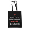Tote Bag Noir Qui Dechire Cousine - Planetee