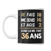 Mug 36 ans Je Fais Me Sens et Agis - Planetee