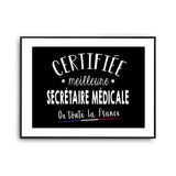 Affiche Secrétaire médicale Femme Métier Meilleure de France - Planetee