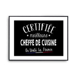 Affiche Cheffe de cuisine Femme Métier Meilleure de France - Planetee