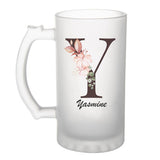 Chope de bière Yasmine Lettre Fleur - Planetee