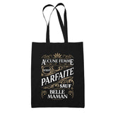 Tote Bag Noir Femme Parfaite Belle-Maman - Planetee