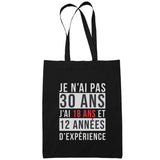 Sac Tote Bag 30 ans Expérience Noir - Planetee