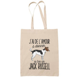 Sac Tote Bag jack russel amour beige - Planetee