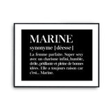 Affiche Marine Prénom définition Humour - Planetee