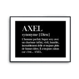 Affiche Axel Prénom définition Humour - Planetee