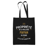 Tote Bag Noir Propriété de Maman - Planetee