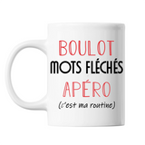 Mug Mots Fléchés C'est ma Routine Blanc - Planetee