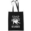 Sac Tote Bag American Staffordshire Terrier - Amstaff Je travaille dur Noir - Planetee