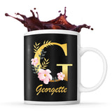 Mug noir Georgette Lettre Fleur - Planetee