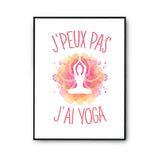 Affiche Yoga rose j'peux pas Blanc Premium - Planetee