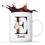 Mug Blanc Estelle Lettre Fleur - Planetee