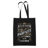 Tote Bag Noir Femme Parfaite Cousine - Planetee