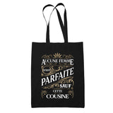 Tote Bag Noir Femme Parfaite Cousine - Planetee
