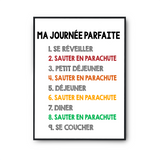 Affiche Sauter en Parachute Journée Parfaite | Poster Blanc Décoration Murale - Planetee