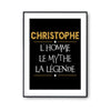 Affiche Christophe prénom mythe légende Jaune - Planetee