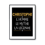 Affiche Christophe prénom mythe légende Jaune - Planetee