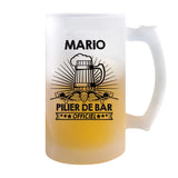 Chope de bière Mario Prénom Pilier de Bar - Planetee