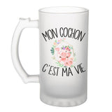 Chope de bière Cochon c'est la vie Éleveur et Éleveuse - Planetee