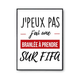 Affiche branlée fifa rouge j'peux pas Blanc Premium - Planetee