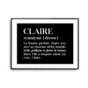 Affiche Claire Prénom définition Humour - Planetee