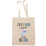 Sac Tote Bag lapin amour beige - Planetee