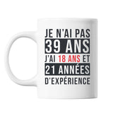 Mug 39 Ans Expérience Blanc - Planetee