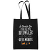 Sac Tote Bag Rottweiler Je travaille dur Noir - Planetee