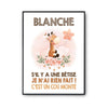 Affiche Blanche Cou Monté Girafe - Planetee