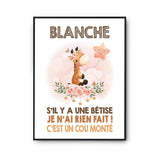 Affiche Blanche Cou Monté Girafe - Planetee