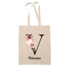 Tote Bag beige Valentine Lettre Fleur - Planetee