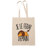 Sac Tote Bag lion je le ferai demain beige - Planetee