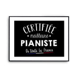 Affiche Pianiste Femme Métier Meilleure de France - Planetee