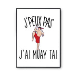 Affiche Muay thai j'peux pas Blanc Premium - Planetee