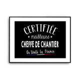 Affiche Cheffe de chantier Femme Métier Meilleure de France - Planetee