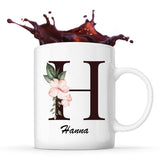 Mug Blanc Hanna Lettre Fleur - Planetee