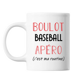 Mug Baseball C'est ma Routine Blanc - Planetee