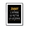 Affiche Jimmy prénom mythe légende Jaune - Planetee