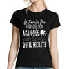 T-shirt Femme Araignée | Je travaille dur - Planetee