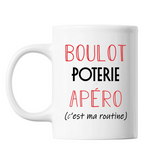 Mug Poterie C'est ma Routine Blanc - Planetee