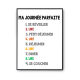 Affiche Lire Journée Parfaite | Poster Blanc Décoration Murale - Planetee