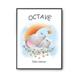 Affiche Octave bébé d'amour éléphant - Planetee