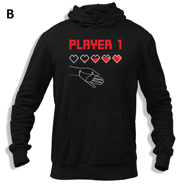 Sweat à capuche couple Player 1 - Player 2 - Planetee