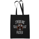 Sac Tote Bag Aviation Pilote Je peux pas Noir - Planetee