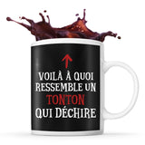 Mug noir Qui Dechire Tonton - Planetee