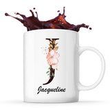 Mug Blanc Jacqueline Lettre Fleur - Planetee