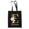 Tote Bag noir Emilienne Lettre Fleur - Planetee