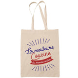 Tote Bag Beige Meilleure du Monde entier Cousine - Planetee